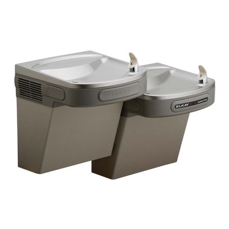 Elkay 8 GPH ADA Wall Mount Bi-Level Hands Free Cooler with Cane Apron Light Gray Granite
