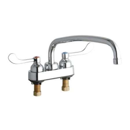Elkay ADA 4" Centerset Exposed Utility Faucet with 12" Reach Arc Tube Spout and 4" Blade Handles Chrome