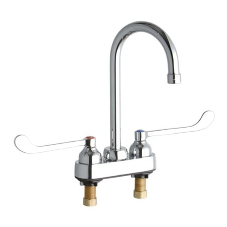 Elkay ADA 4" Centerset Exposed Utility Faucet with 5-1/8" Reach Gooseneck Spout and 6" Blade Handles Chrome