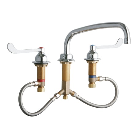 Elkay 6-1/2" ADA Single Hole Concealed Deck Utility Faucet with 10" Reach Arc Tube Spout and 6" Blade Handles Chrome