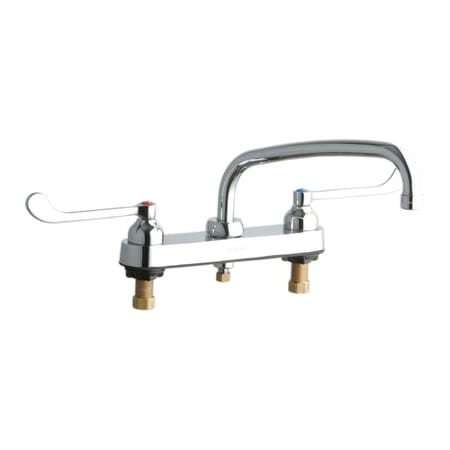 Elkay ADA 8" Centerset Exposed Deck Food Service Faucet with 10" Reach Arc Tube Spout and 6" Blade Handles Chrome