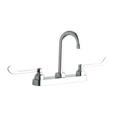 Elkay ADA 8" Centerset Exposed Deck Food Service Faucet with 3-5/8" Reach Gooseneck Spout and 6" Blade Handles Chrome