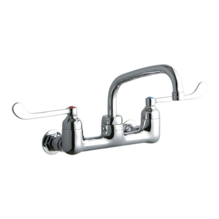 Elkay ADA 8" Centerset Wall Mount Food Service Faucet with 8" Reach Arc Tube Spout and 6" Blade Handles Chrome