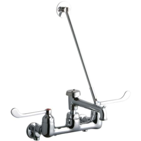 Elkay 8" Centerset Wall Mount Service Sink Faucet with 6-1/2" Bucket Hook Spout and 6" Blade Handles Chrome