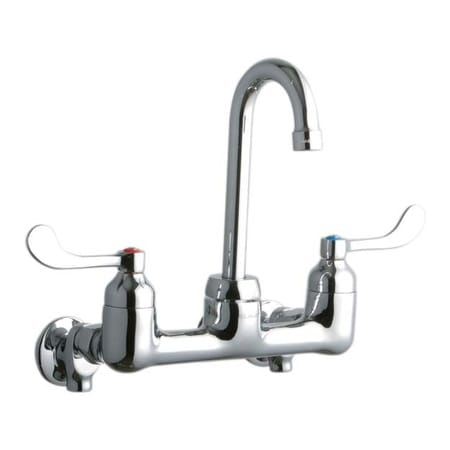 Elkay 8" Centerset Wall Mount Service Sink Faucet with 3-5/8" Reach Gooseneck Spout and 4" Blade Handles Chrome