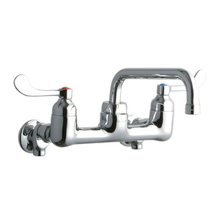 Elkay 8" Centerset Wall Mount Food Service Faucet with 8" Reach Tube Spout and 4" Blade Handles Chrome