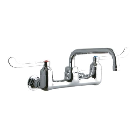 Elkay ADA 8" Centerset Wall Mount Food Service Faucet with 8" Reach Tube Spout and 6" Blade Handles Chrome