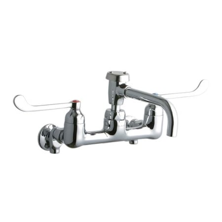 Elkay 8" Centerset Wall Mount Service Sink Faucet with 6-1/2" Reach Vented Spout and 6" Blade Handles Chrome