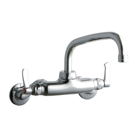 Elkay ADA 3"-8" Adjustable Centers Wall Mount Food Service Faucet with 8" Reach Arc Tube Spout Chrome