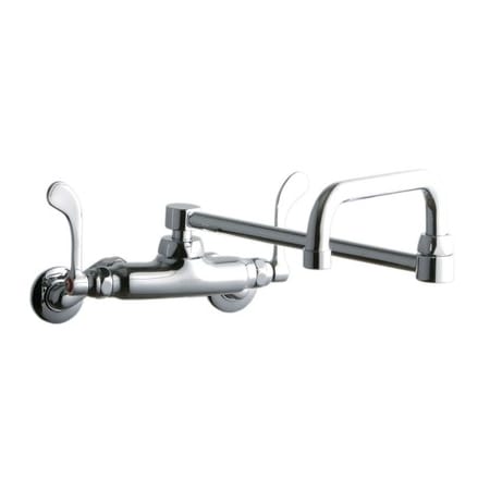 Elkay ADA 3"-8" Adjustable Centers Wall Mount Food Service Faucet with 19-1/2" Reach Double Swing Spout and 4" Blade Handles Chrome