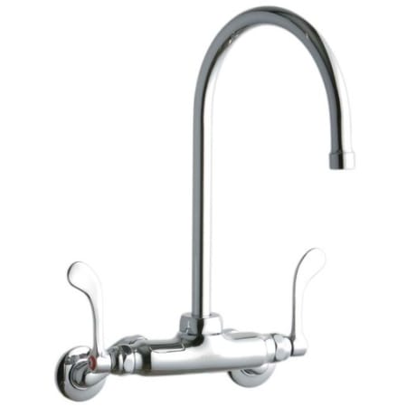 Elkay ADA 3"-8" Adjustable Centers Wall Mount Food Service Faucet with 8" Reach Gooseneck Spout and 4" Blade Handles Chrome