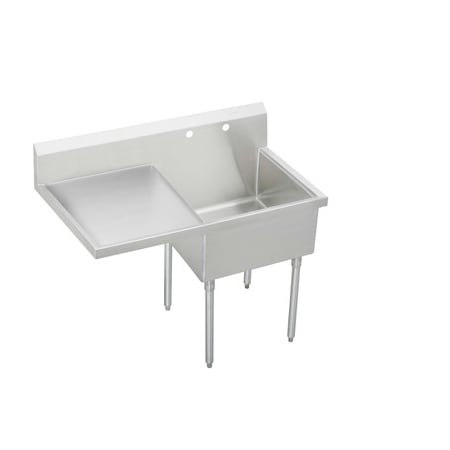 Elkay Sturdibilt Stainless Steel 55-1/2" x 27-1/2" Floor Standing Scullery Sink with Two Faucet Holes and Left Side Drain Board Stainless Steel