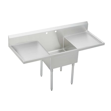 Elkay Weldbilt Stainless Steel 49-1/2" Floor Mount Single Bowl Food Service Scullery Sink with Left and Right Drain Board and One Faucet Hole Stainless Steel
