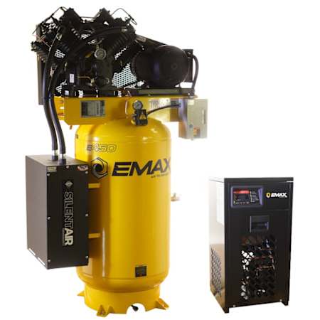 EMAX 7.5 HP 80 Gal 175 Max PSI Two-Stage Stationary Electric (230 Volt 3 Phase) Reciprocating Air Compressor with Dryer N/A