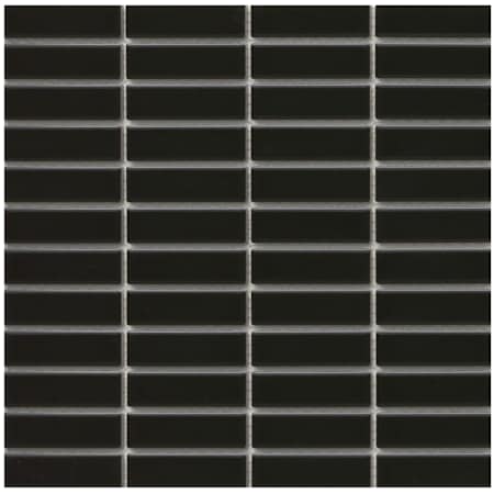 Emser Tile Catch - 11" x 12" Linear Wall Tile - Glossy Visual - Sold by Sheet (1.41 SF/Sheet) Black