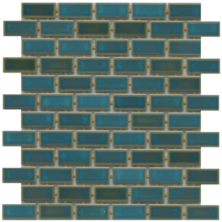 Emser Tile Afloat - 11" x 12" Brick Floor and Wall Tile - Glossy Visual - Sold by Sheet  (0.92 SF/Sheet) Teal