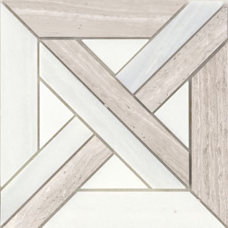 Emser Tile Alluro - 9" x 9" Square Basketweave Mosaic Wall Tile - Polished Stone Visual - Sold by Piece (0.56 SF/Sheet) Cream