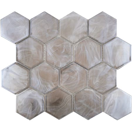 Emser Tile Splash - 11" x 13" Hexagon Geometric Mosaic Wall Tile - Glossy Glass Visual - Sold by Piece (0.94 SF/Sheet) Tan