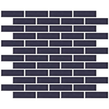 Emser Tile Savvy - 11" x 12" Brick Floor and Wall Tile - Glossy Visual - Sold by Sheet (0.92 SF/Sheet) Navy