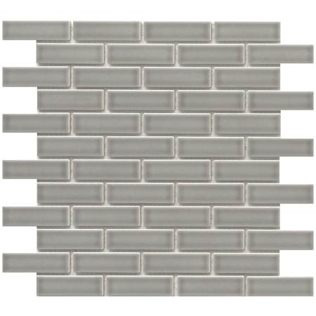 Emser Tile Savvy - 11" x 12" Brick Floor and Wall Tile - Glossy Visual - Sold by Sheet  (0.92 SF/Sheet) Silver