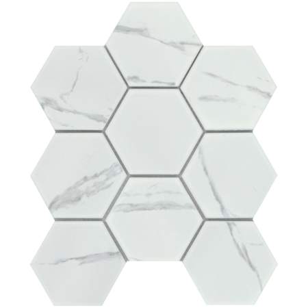 Emser Tile Elegan - 10" x 11" Geometric Floor and Wall Tile - Matte Visual - Sold by Sheet  (0.78 SF/Sheet) Calacata