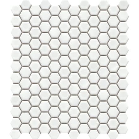Emser Tile Influence - 10" x 12" Hexagon Geometric Mosaic Wall Tile - Glossy Tile Visual - Sold by Piece (0.82 SF/Sheet) White