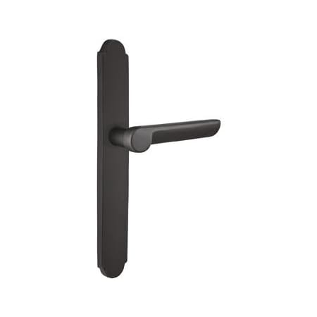 Emtek Sandcast Bronze Door Configuration 1 Passage Multi Point Narrow Arched Trim Lever Set with American Cylinder Below Handle Flat Black