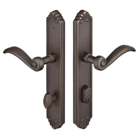 Emtek Lost Wax / Tuscany Bronze Door Configuration 1 Passage Multi Point Trim Lever Set with American Cylinder Below Handle Medium Bronze