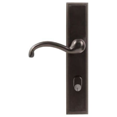 Emtek Sandcast Bronze Door Configuration 1 Keyed Entry Multi Point Trim Lever Set with American Cylinder Below Handle Flat Black
