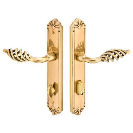 Emtek Designer Brass Door Configuration 1 Inactive Multi Point Narrow Trim Lever Set with American Cylinder Below Handle French Antique
