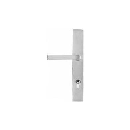 Emtek Brass Modern Door Configuration 1 Keyed Entry Multi Point Narrow Trim Lever Set with American Cylinder Below Handle Brushed Stainless Steel