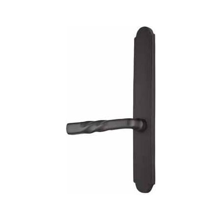 Emtek Sandcast Bronze Door Configuration 2 Inactive Multi Point Narrow Arched Trim Lever Set with American Cylinder Above Handle Flat Black