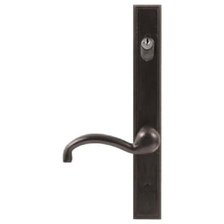Emtek Sandcast Bronze Door Configuration 2 Keyed Entry Multi Point Narrow Trim Lever Set with American Cylinder Above Handle Flat Black