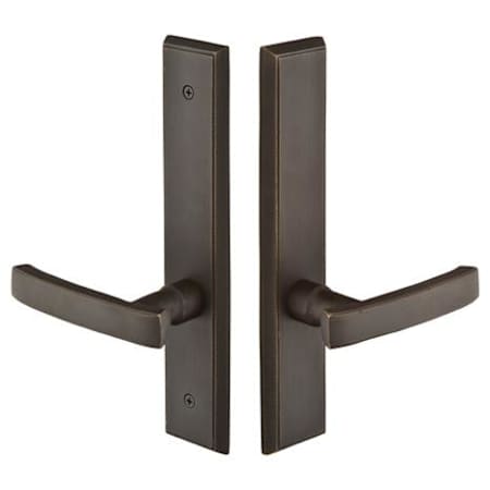 Emtek Sandcast Bronze Door Configuration 2 Inactive Multi Point Trim Lever Set with American Cylinder Above Handle Medium Bronze