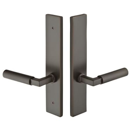 Emtek Brass Modern Door Configuration 2 Half Inactive Half Passage Multi Point Narrow Trim Lever Set with American Cylinder Above Handle Oil Rubbed Bronze