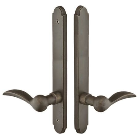 Emtek Sandcast Bronze Door Configuration 3 Passage Multi Point Arched Trim Lever Set with American Cylinder Above Handle Medium Bronze