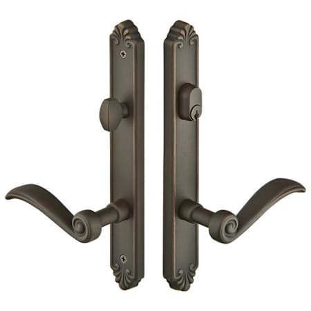 Emtek Lost Wax / Tuscany Bronze Door Configuration 3 Passage Multi Point Narrow Trim Lever Set with American Cylinder Above Handle Medium Bronze