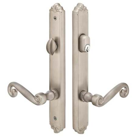 Emtek Designer Brass Door Configuration 3 Thumbturn Multi Point Narrow Trim Lever Set with American Cylinder Above Handle Pewter