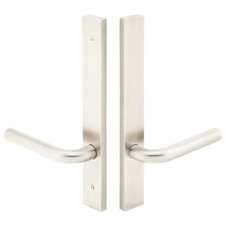 Emtek Brass Modern Door Configuration 3 Half Inactive Half Passage Multi Point Narrow Trim Lever Set with American Cylinder Above Handle Brushed Stainless Steel