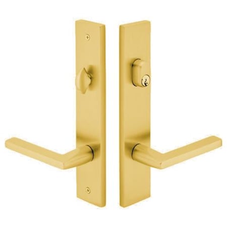 Emtek Brass Modern Door Configuration 3 Passage Multi Point Trim Lever Set with American Cylinder Above Handle Satin Brass