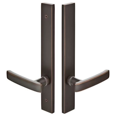 Emtek Brass Modern Door Configuration 3 Half Inactive Half Passage Multi Point Trim Lever Set with American Cylinder Above Handle Oil Rubbed Bronze