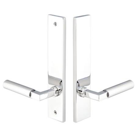 Emtek Brass Modern Door Configuration 3 Inactive Multi Point Trim Lever Set with American Cylinder Above Handle Polished Chrome