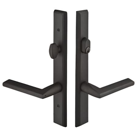 Emtek Sandcast Bronze Door Configuration 4 Keyed Entry Multi Point Narrow Trim Lever Set with American Cylinder Above Handle Flat Black