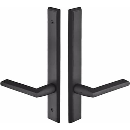Emtek Sandcast Bronze Door Configuration 4 Patio Multi Point Narrow Trim Lever Set with American Cylinder Above Handle Flat Black