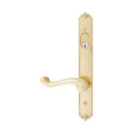 Emtek Designer Brass Door Configuration 4 Keyed Entry Multi Point Narrow Trim Lever Set with American Cylinder Above Handle French Antique