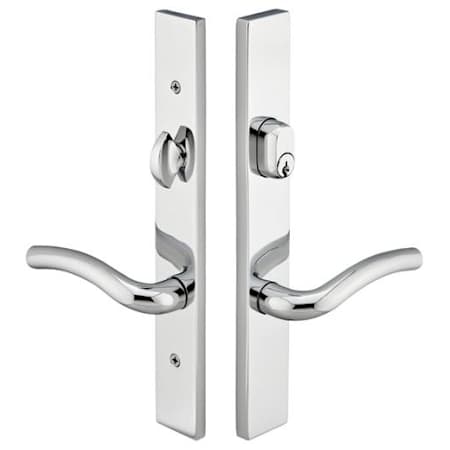 Emtek Brass Modern Door Configuration 4 Half Inactive Half Passage Multi Point Trim Lever Set with American Cylinder Above Handle Polished Chrome