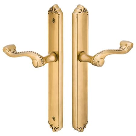 Emtek Designer Brass Door Configuration 5 Passage Multi Point Trim Lever Set with European Cylinder Below Handle French Antique