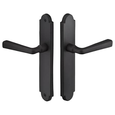 Emtek Sandcast Bronze Door Configuration 5 Patio Multi Point Arched Trim Lever Set with European Cylinder Below Handle Flat Black