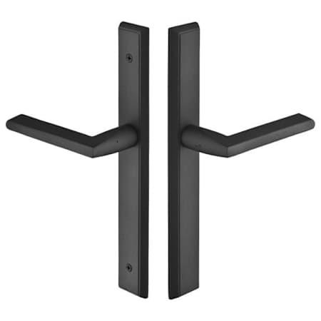 Emtek Sandcast Bronze Door Configuration 5 Patio Multi Point Narrow Trim Lever Set with European Cylinder Below Handle Flat Black