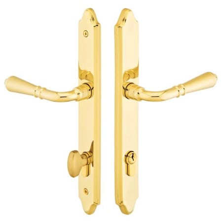 Emtek Classic Brass Door Configuration 5 Keyed Entry Multi Point Trim Lever Set with European Cylinder Below Handle French Antique